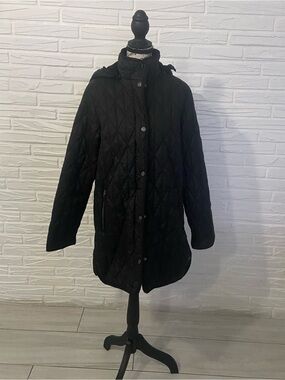 Gallery New York  Black Diamond-Quilt Hooded Puffer  Jacket size S